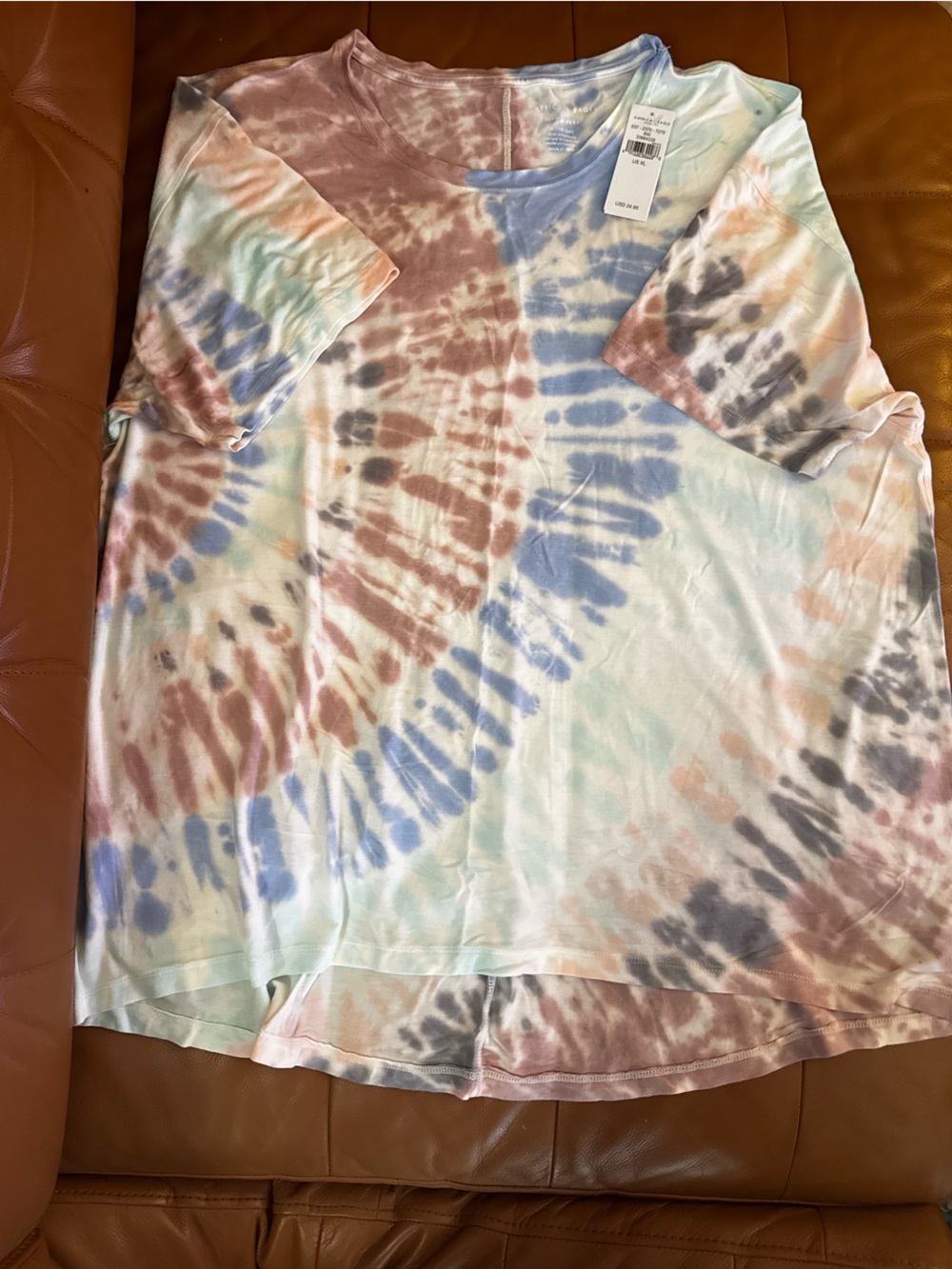 American Eagle Outfitters Pastel Tie-Dye Short Sleeve Top